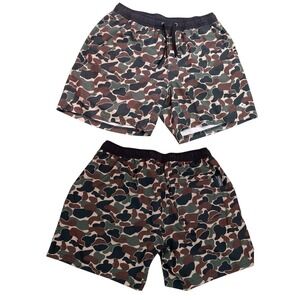 Burlebo Mens Camouflage Swim Trunks Shorts Elastic Waist Drawstring Pocket Small